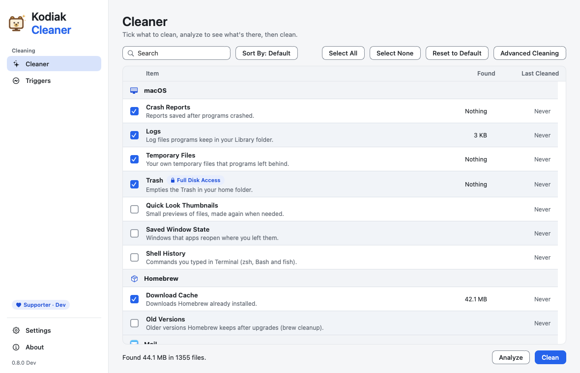 Kodiak Cleaner for Mac in Classic Light